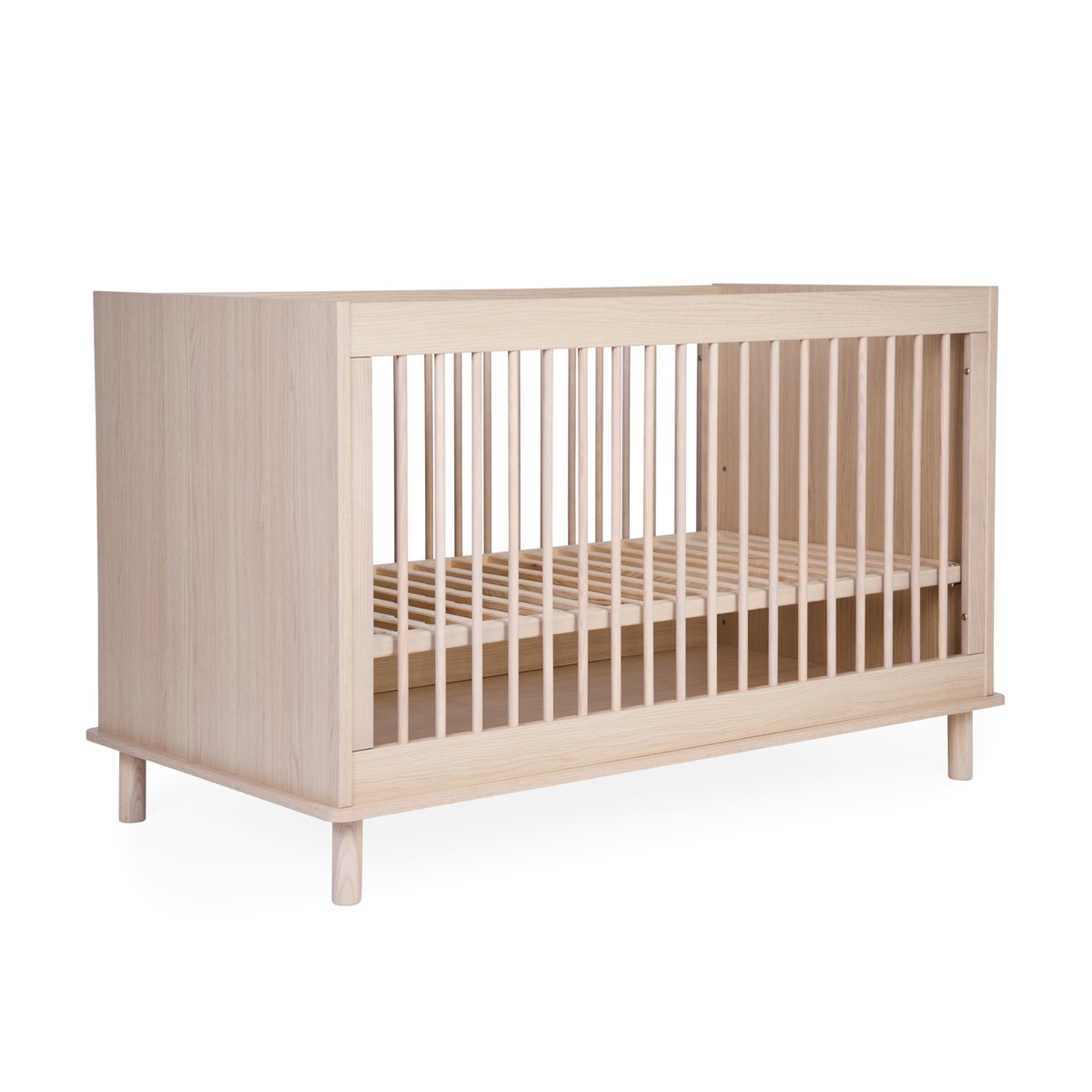 Lit bébé évolutif sommier à lattes hauteur réglage 70x140 cm naturel, CHILDHOME
