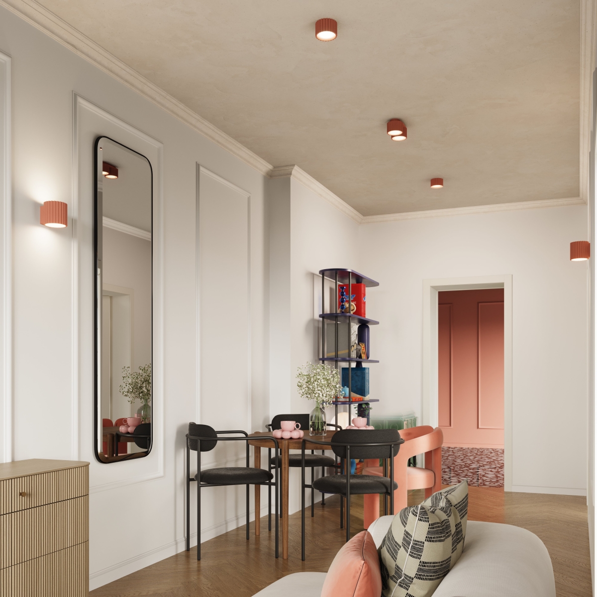 Plafonnier Aluminium Pêche Gx53 1 Aura rose, EDEN
