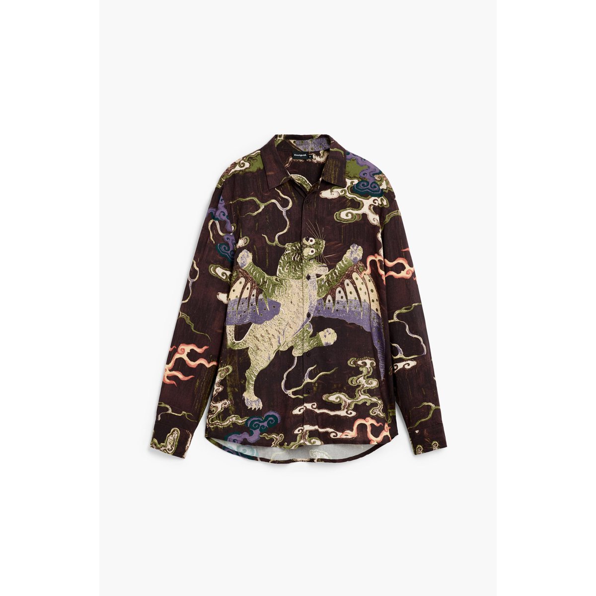chemise à manches longues imprimée vert, DESIGUAL
