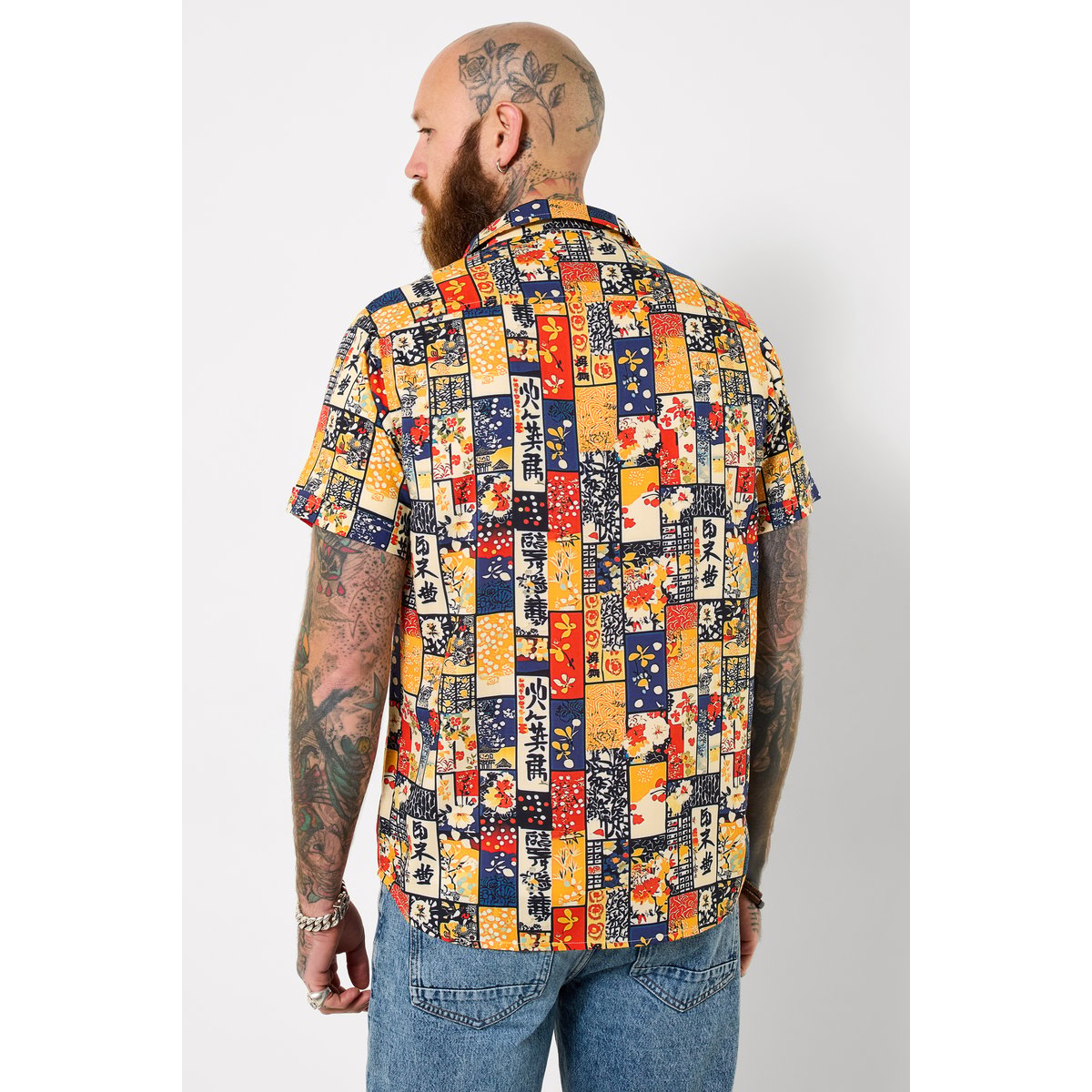Chemise patchwork d’inspiration japonaise orange, JOE BROWNS
