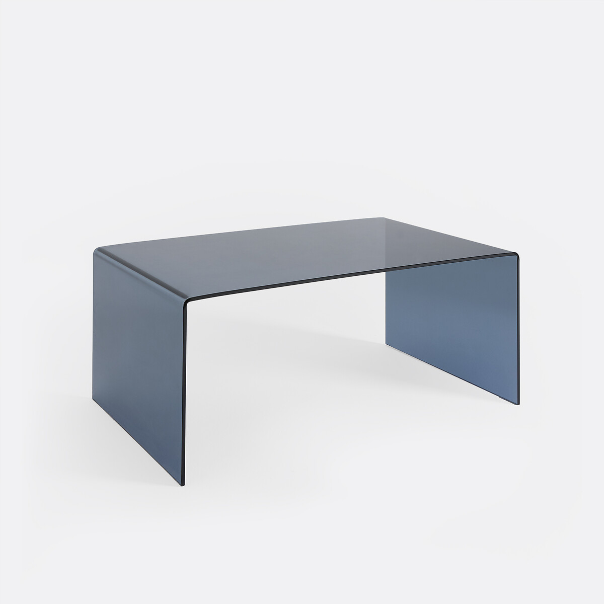 Mesa de centro com tampo de vidro temperado e 2 bancos, JOAN azul, LA REDOUTE INTERIEURS