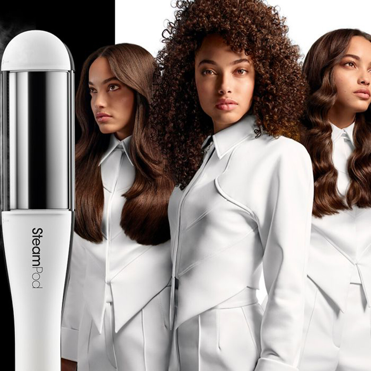 Lisseur boucleur vapeur Steampod 4.0 blanc/noir, L OREAL PROFESSIONNEL
