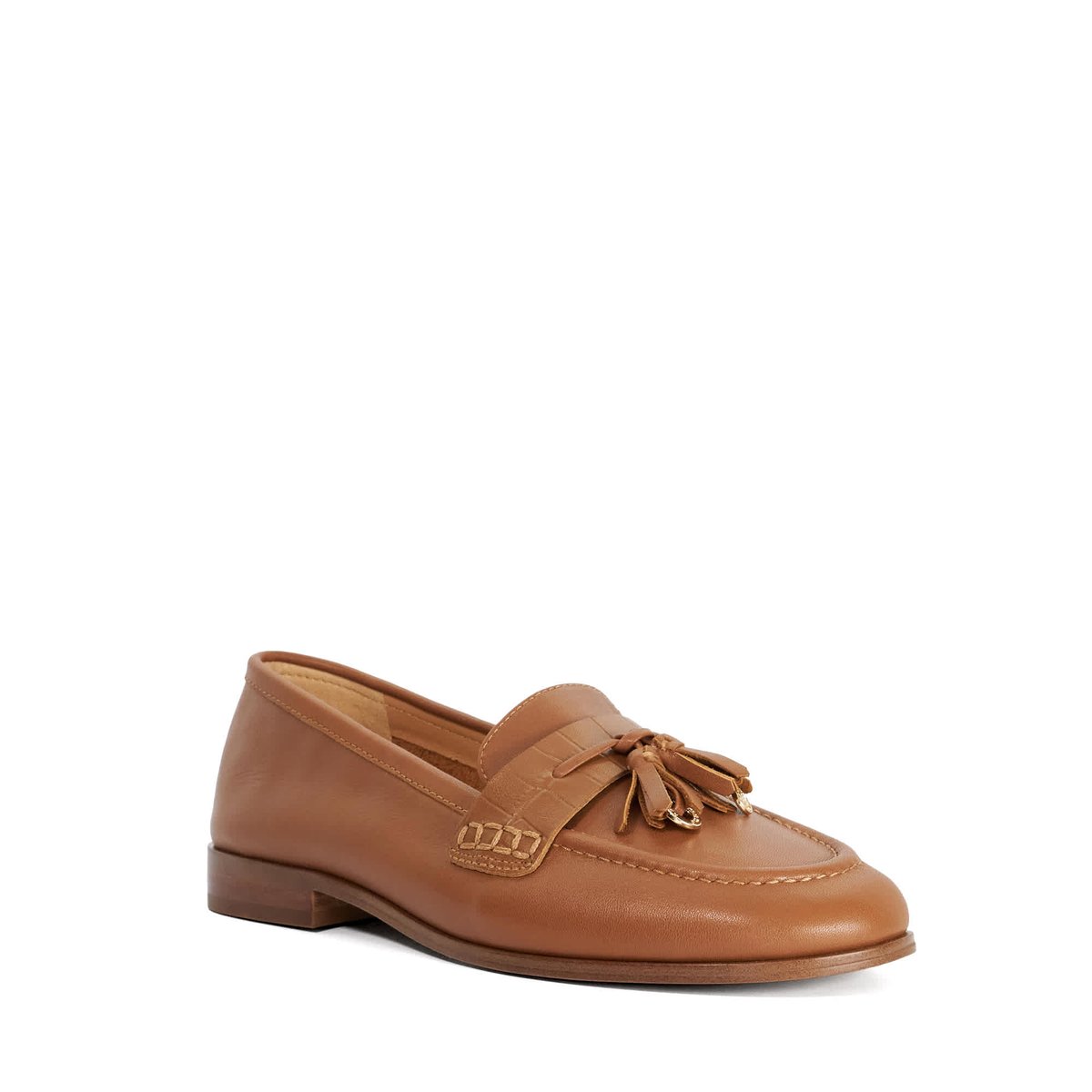 Mocassins en cuir à pampilles - GIAVONNI tan-leather, DUNE LONDON