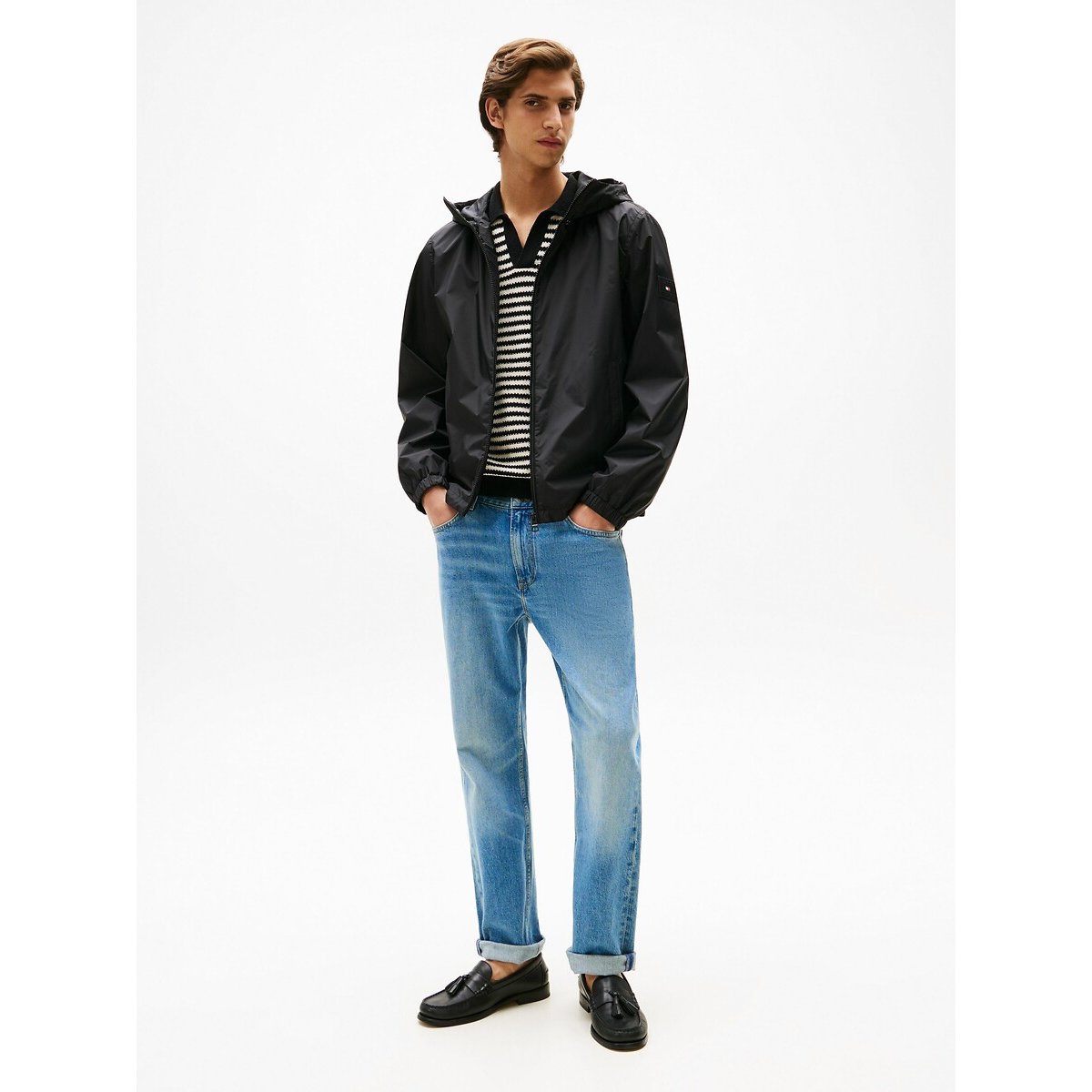 Giubbotto con cappuccio nero , TOMMY HILFIGER
