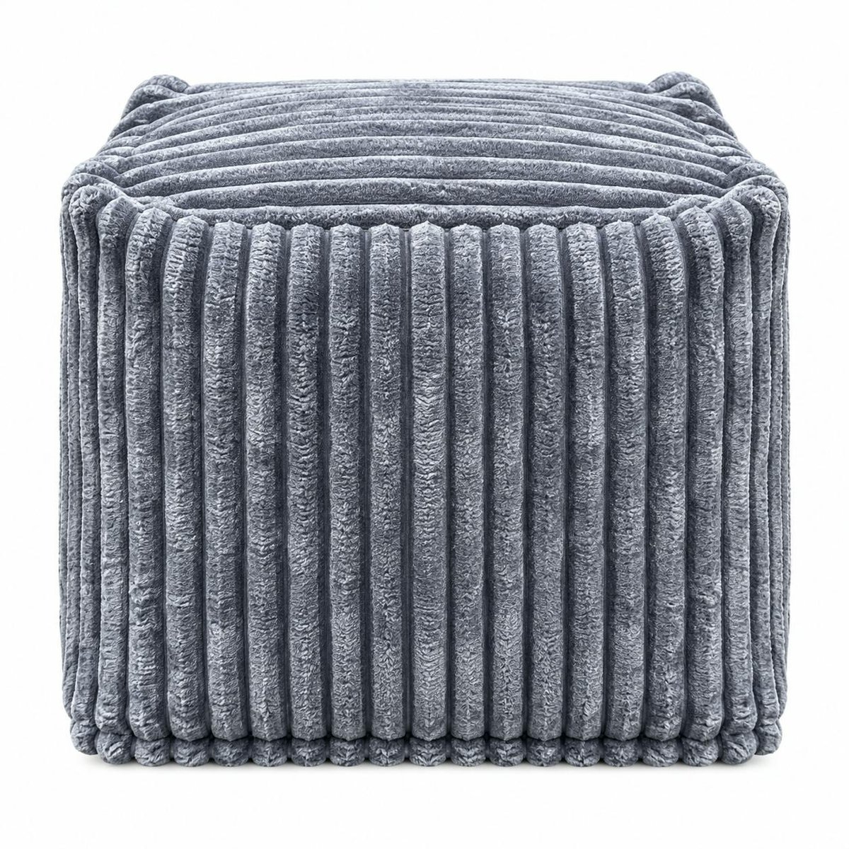 Pouf carré velours grosses côtes gris VISBY gris, PIER IMPORT