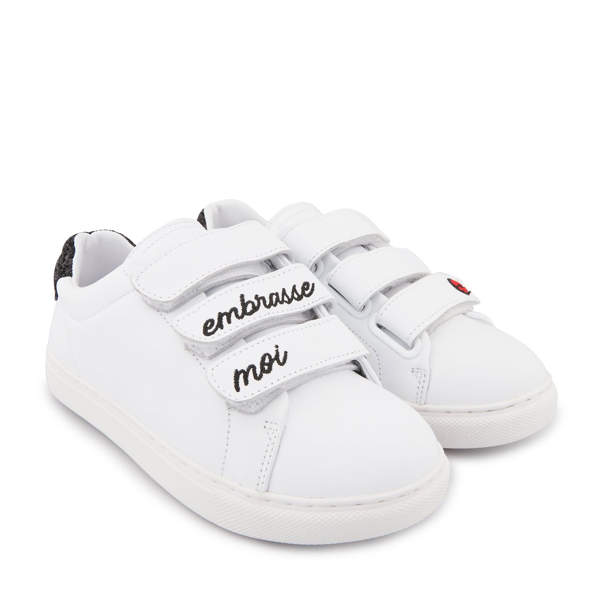 Baskets En Cuir Edith Embrasse Moi blanc, BONS BAISERS