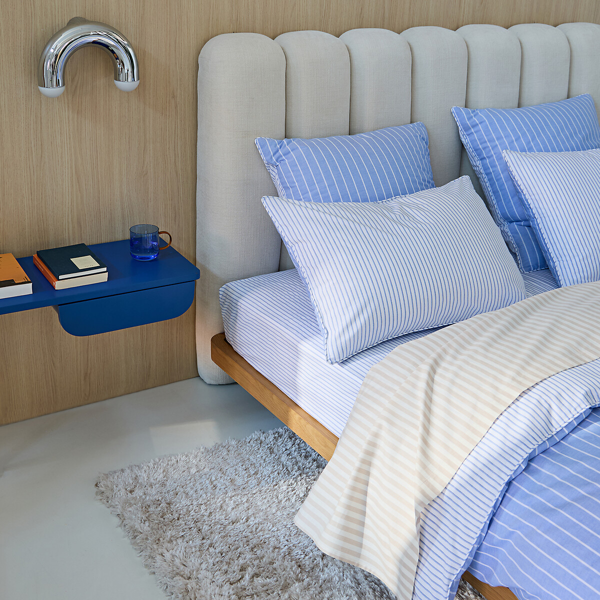 Drap plat en coton, SOIZIC BEIGE rayé beige, LA REDOUTE INTERIEURS