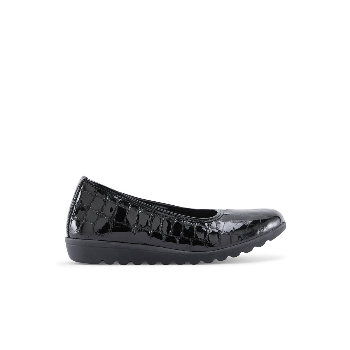 Ballerines cuir semelle amovible vernis noir, PEDICONFORT