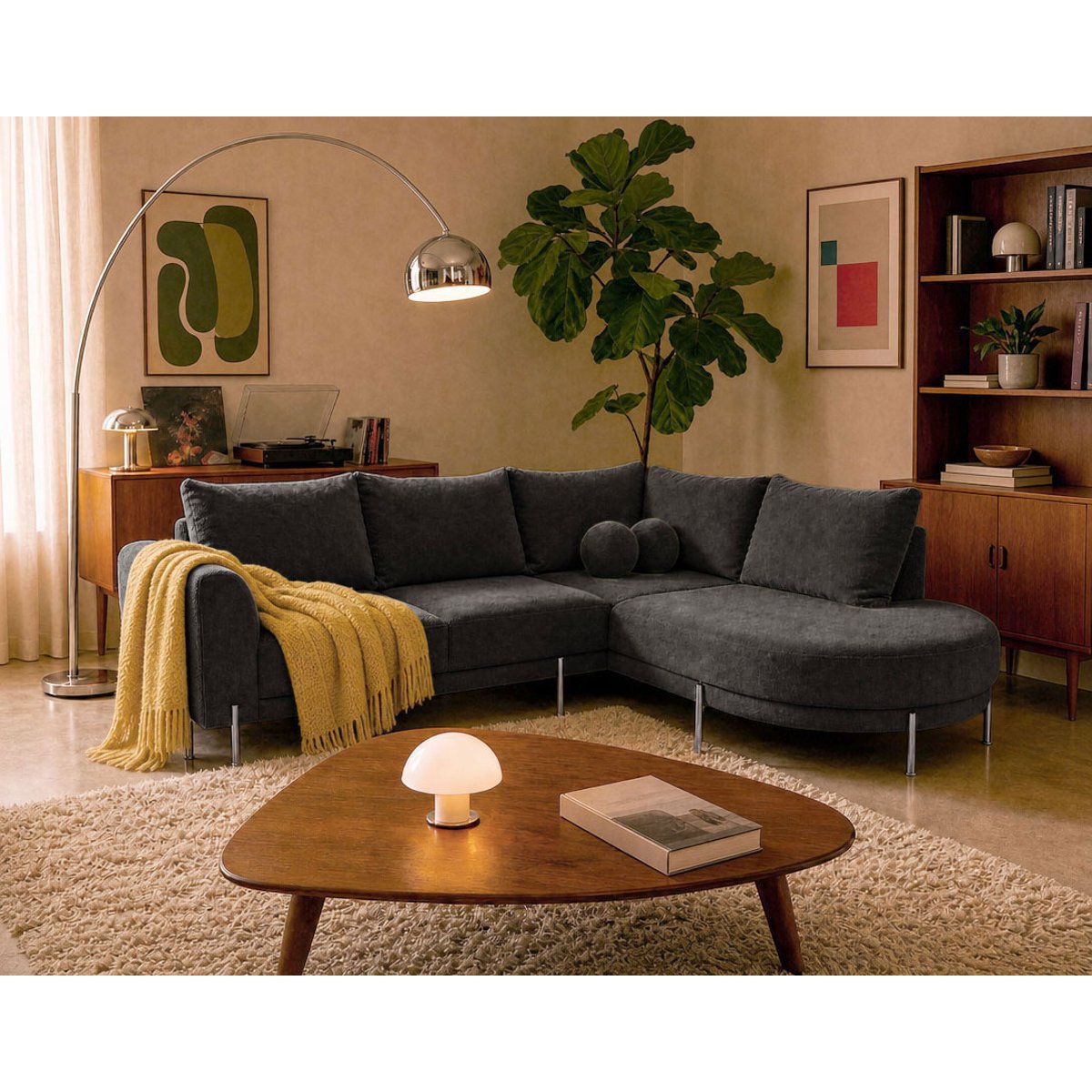 Canapé d'Angle droit 4 places - GABIN gris, BEST MOBILIER