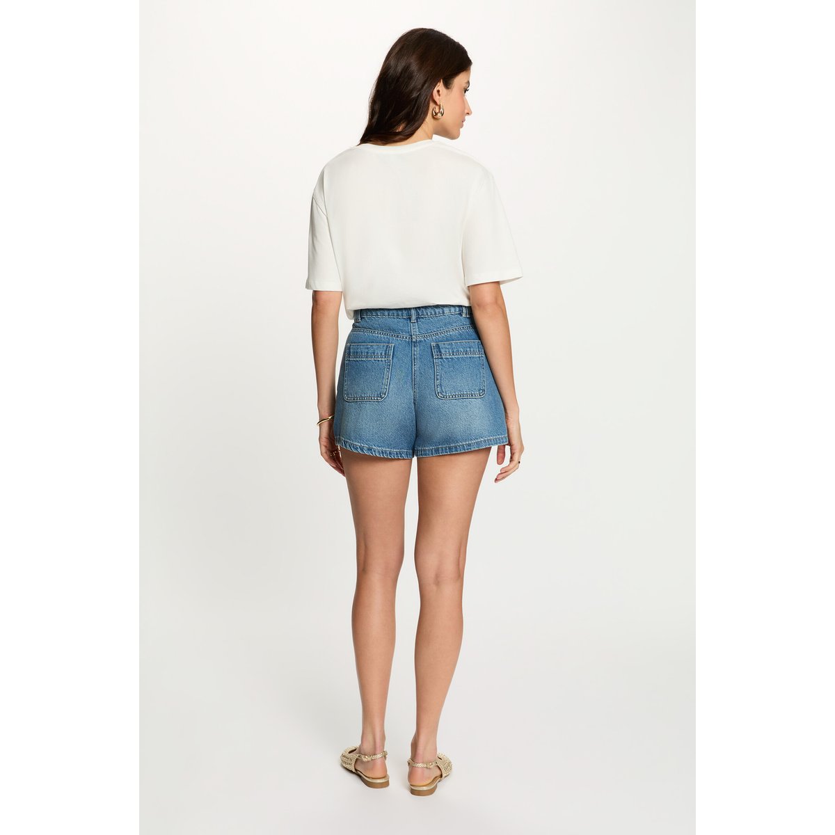 T-shirt imprimé col rond blanc, MORGAN