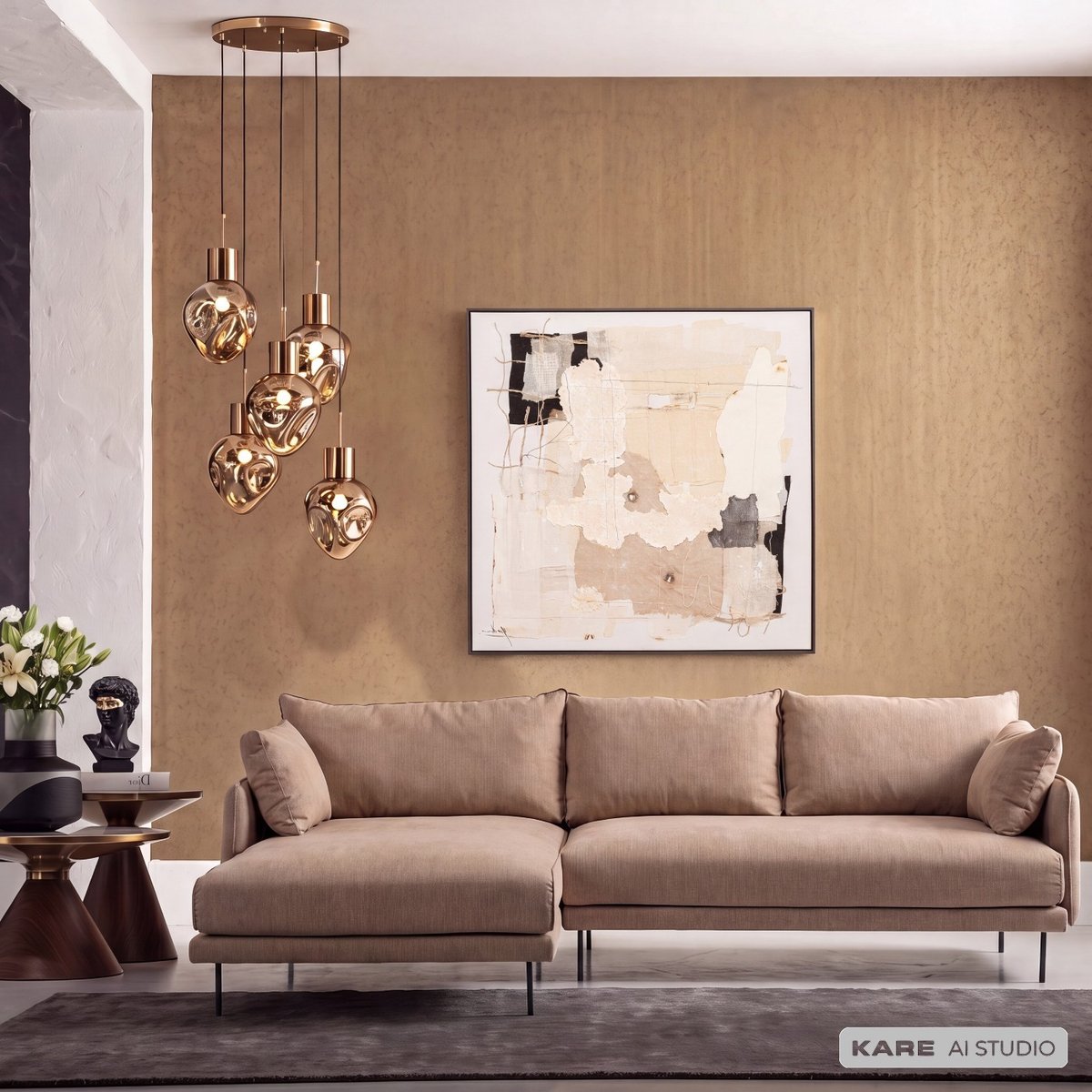 Canapé d'angle Edna droite marron clair marron, KARE DESIGN