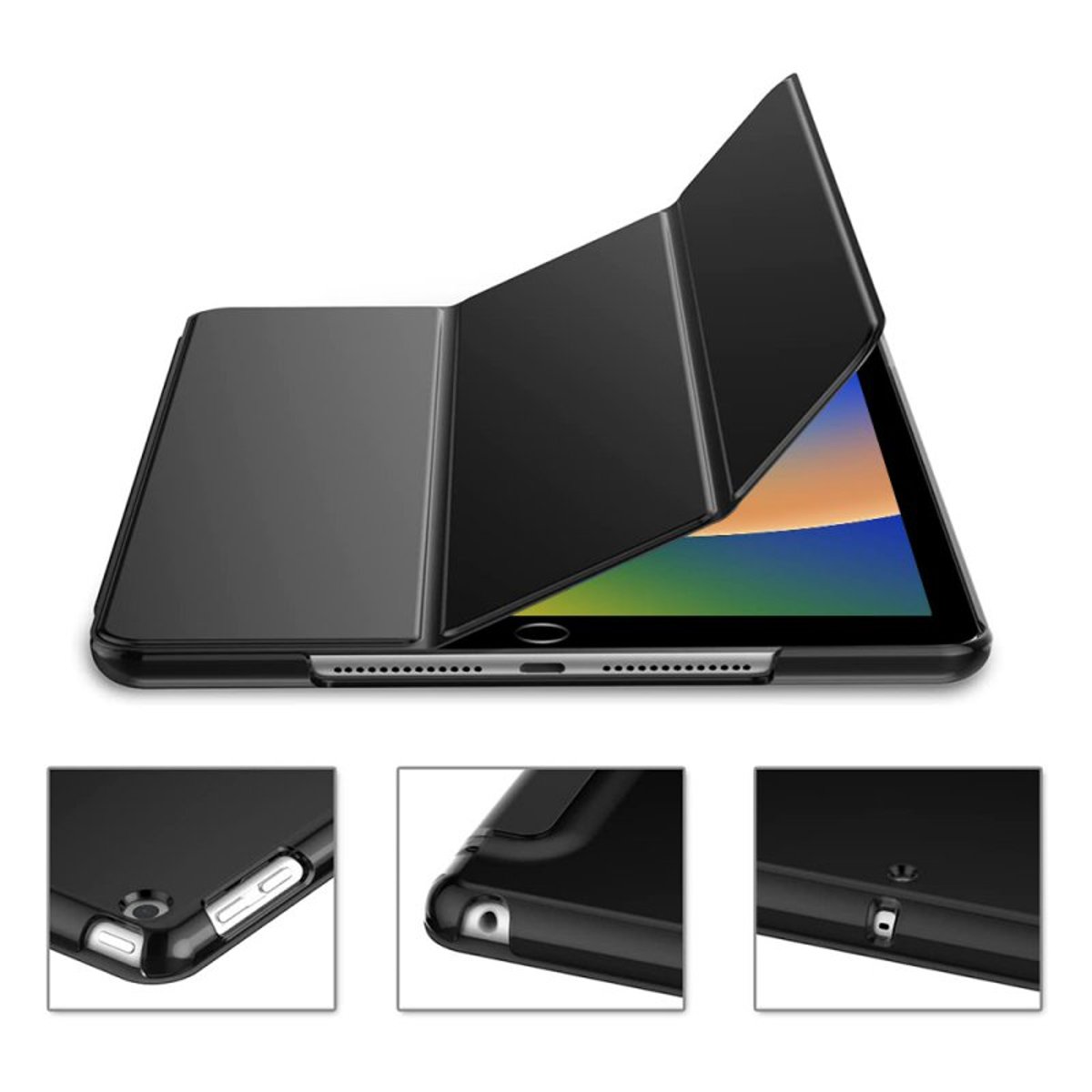 Etui Smart Cover à rabat avec support pour iPad 10.2 (2019-2021) noir, EVETANE
