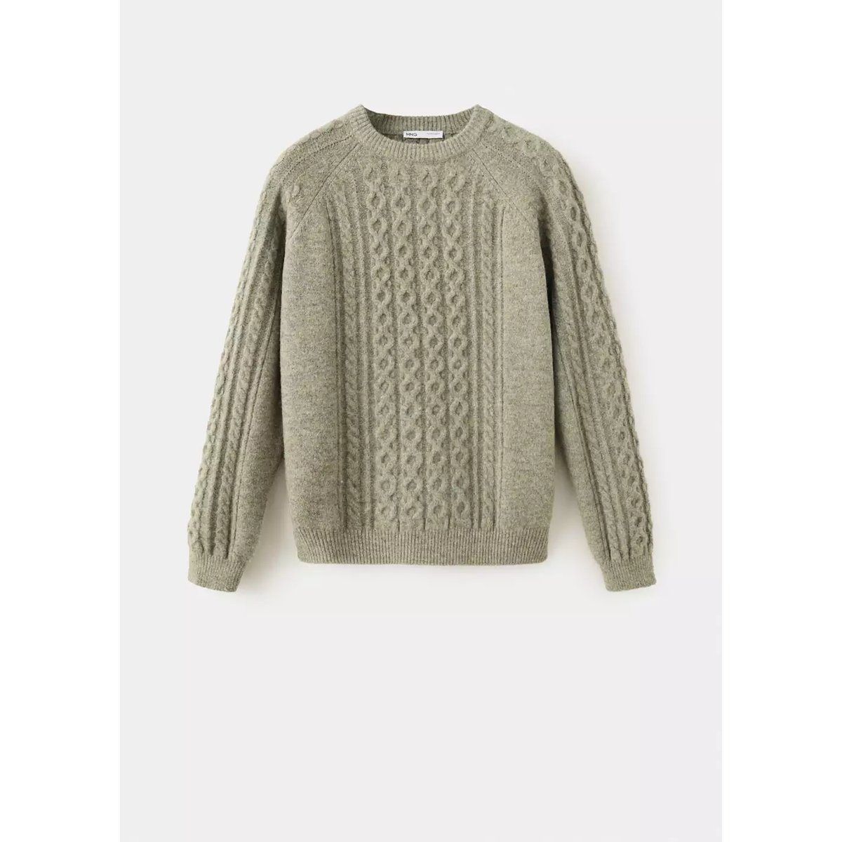 Pull-over maille tressée olive, MANGO MAN
