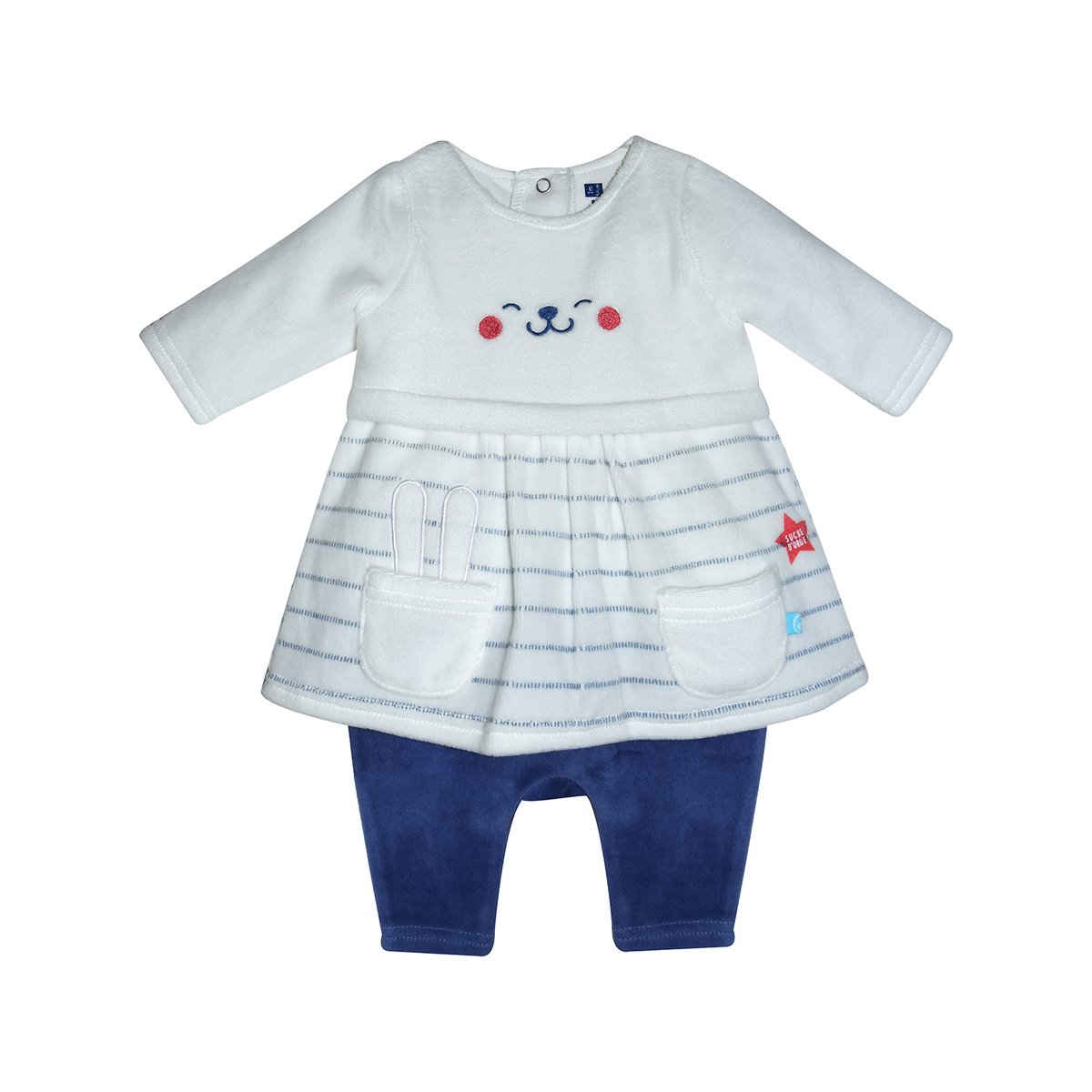 Combirobe naissance falbala bleu, SUCRE D'ORGE