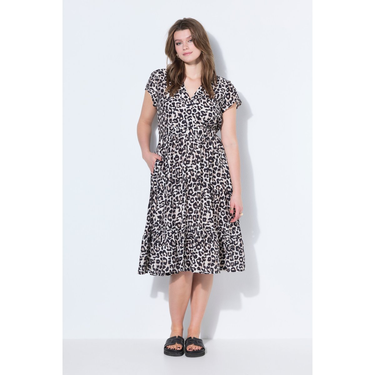 Robe midi, coupe A, imprimé léopard pop corn, STUDIO UNTOLD