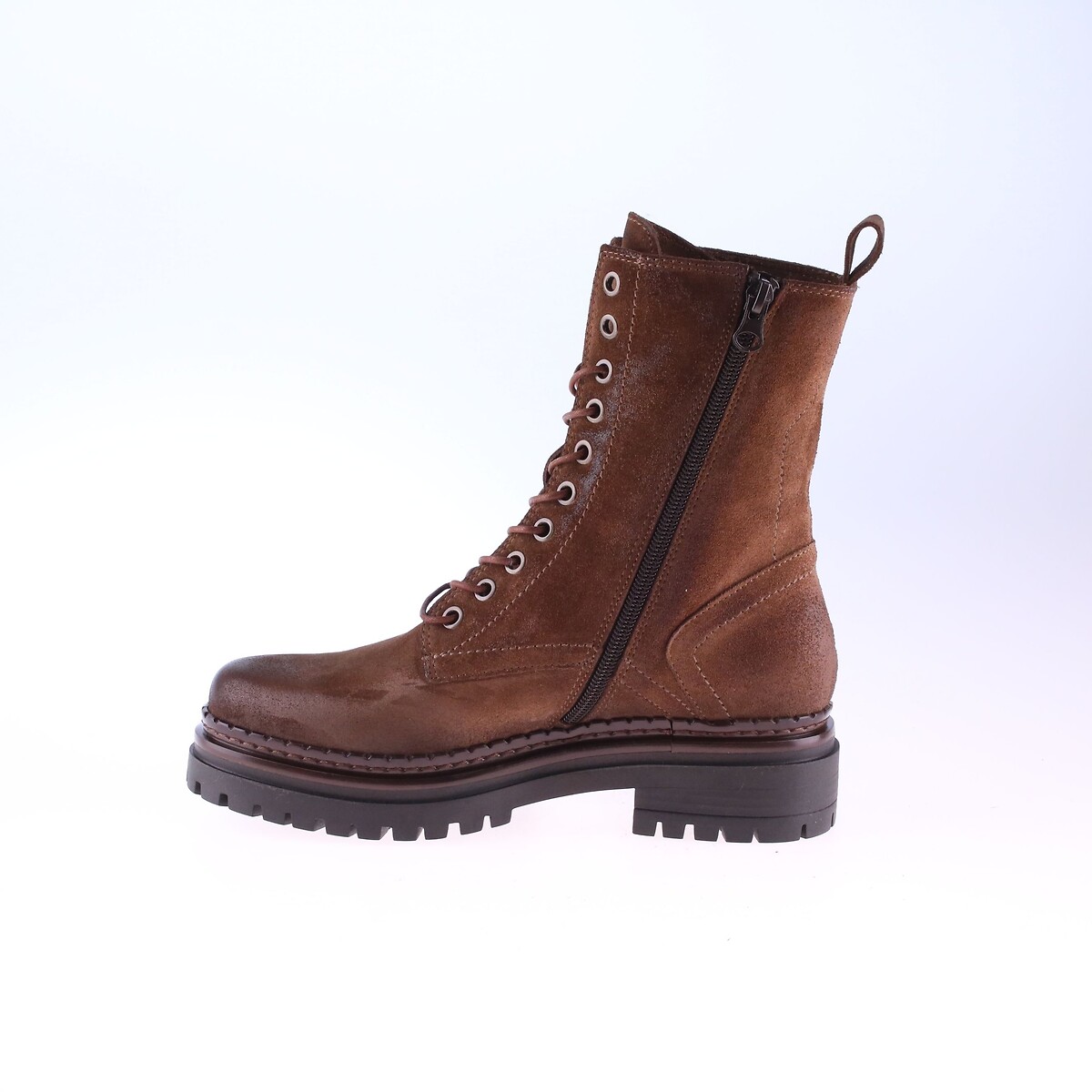 Botas de ante con cordones caoba, MJUS