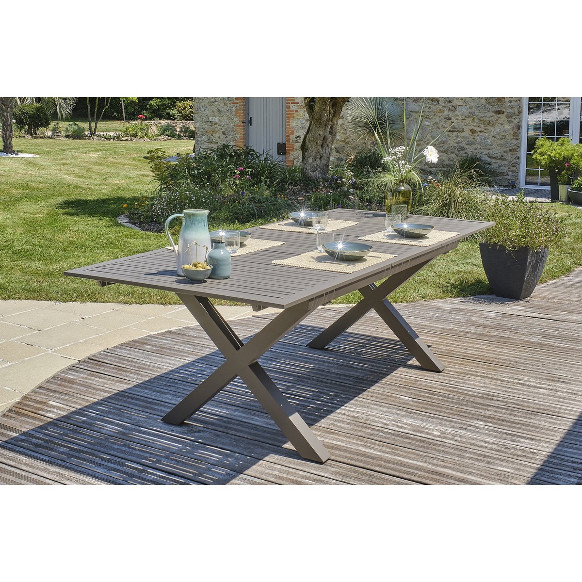 Table de jardin en aluminium FLORIDE quartz, DCB GARDEN