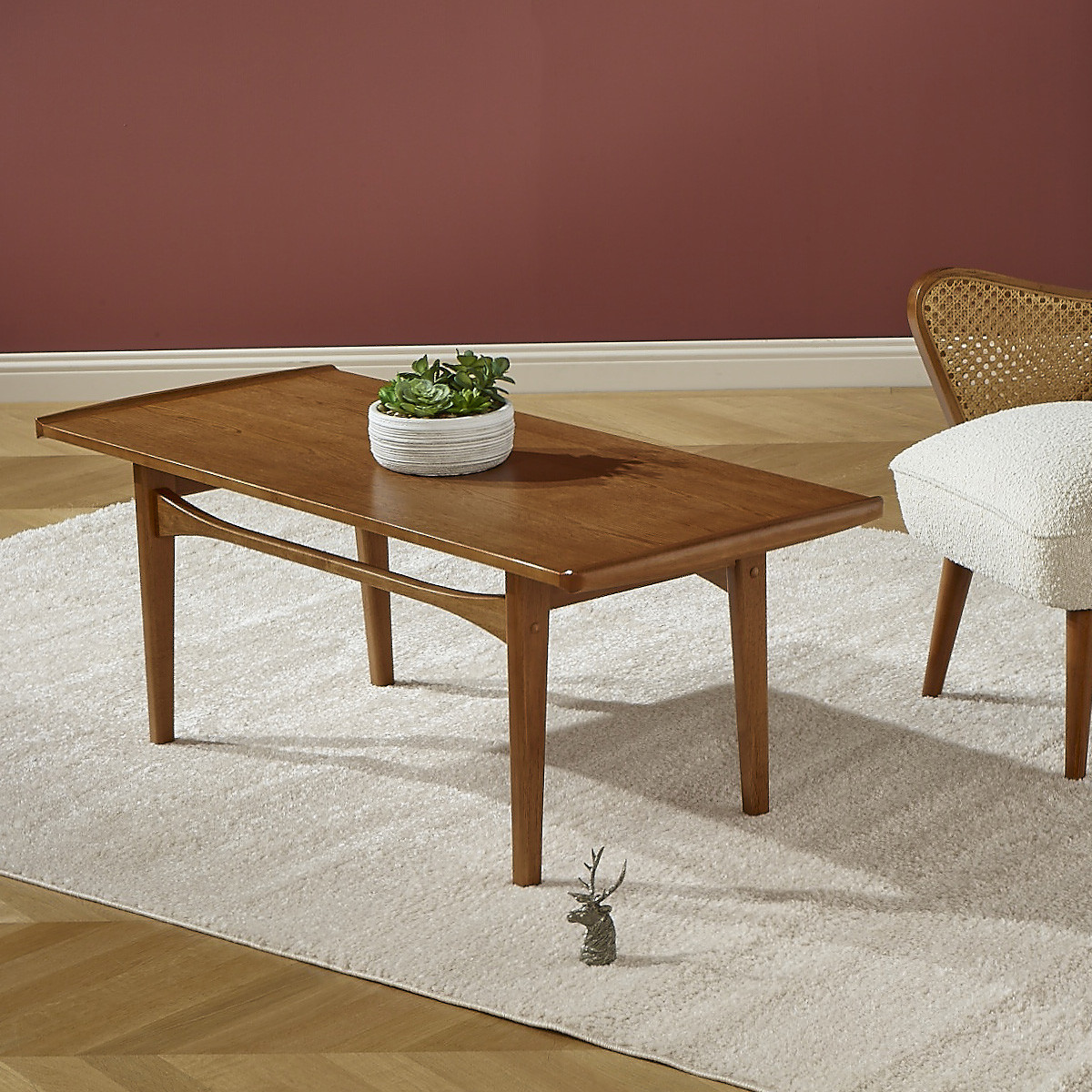 Table basse style scandinave, plateau en chêne DALHIA marron, ROBIN DES BOIS