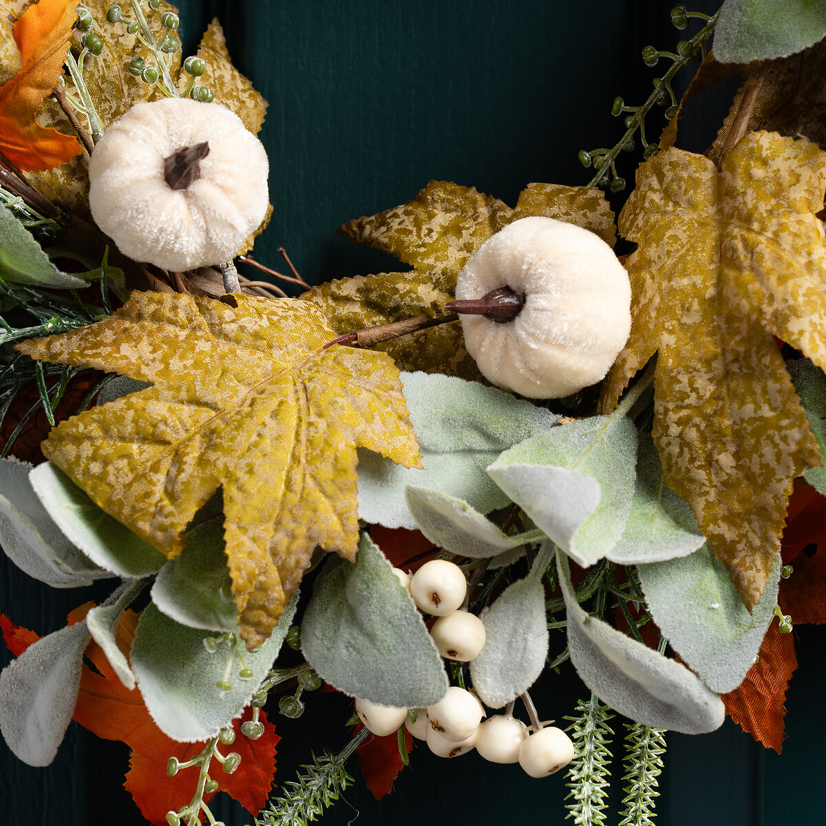 45cm Artificial Pumpkin Wreath green/orange, SO'HOME