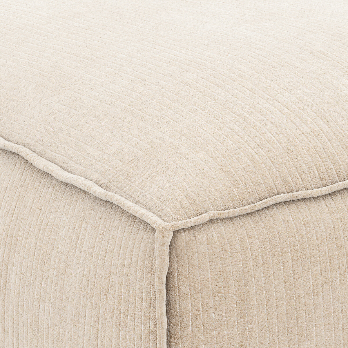 Fauteuil voor modulaire bank, in vintage ribfluweel, Seven ecru, LA REDOUTE INTERIEURS