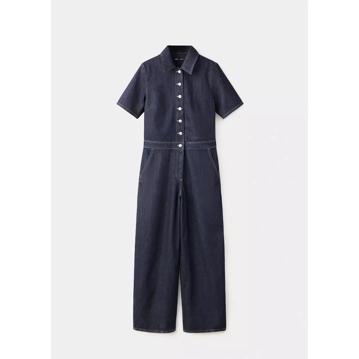 Combinaison en jean manches courtes bleu, MANGO