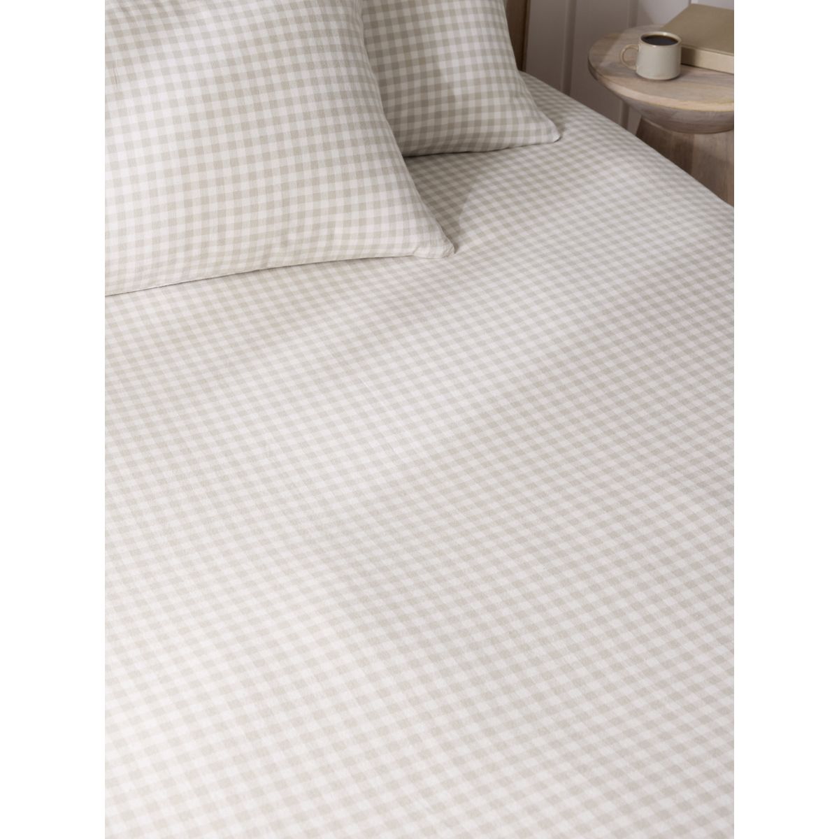 Parure de lit effet brossé à motif vichy naturel, NEXT