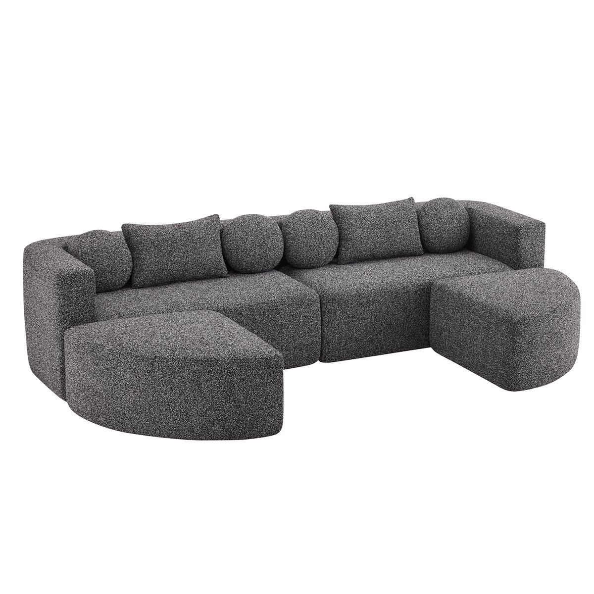 Canapé d'angle modulable convertible en chenille, MODEL1 gris foncé, MEUBLES COSY