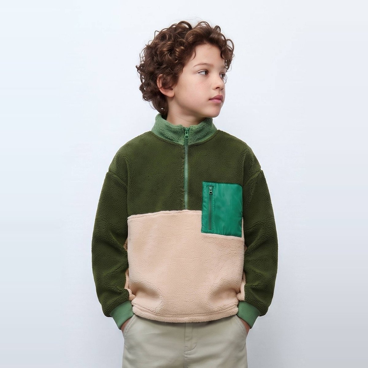Pull en polaire avec poche frene, MONOPRIX