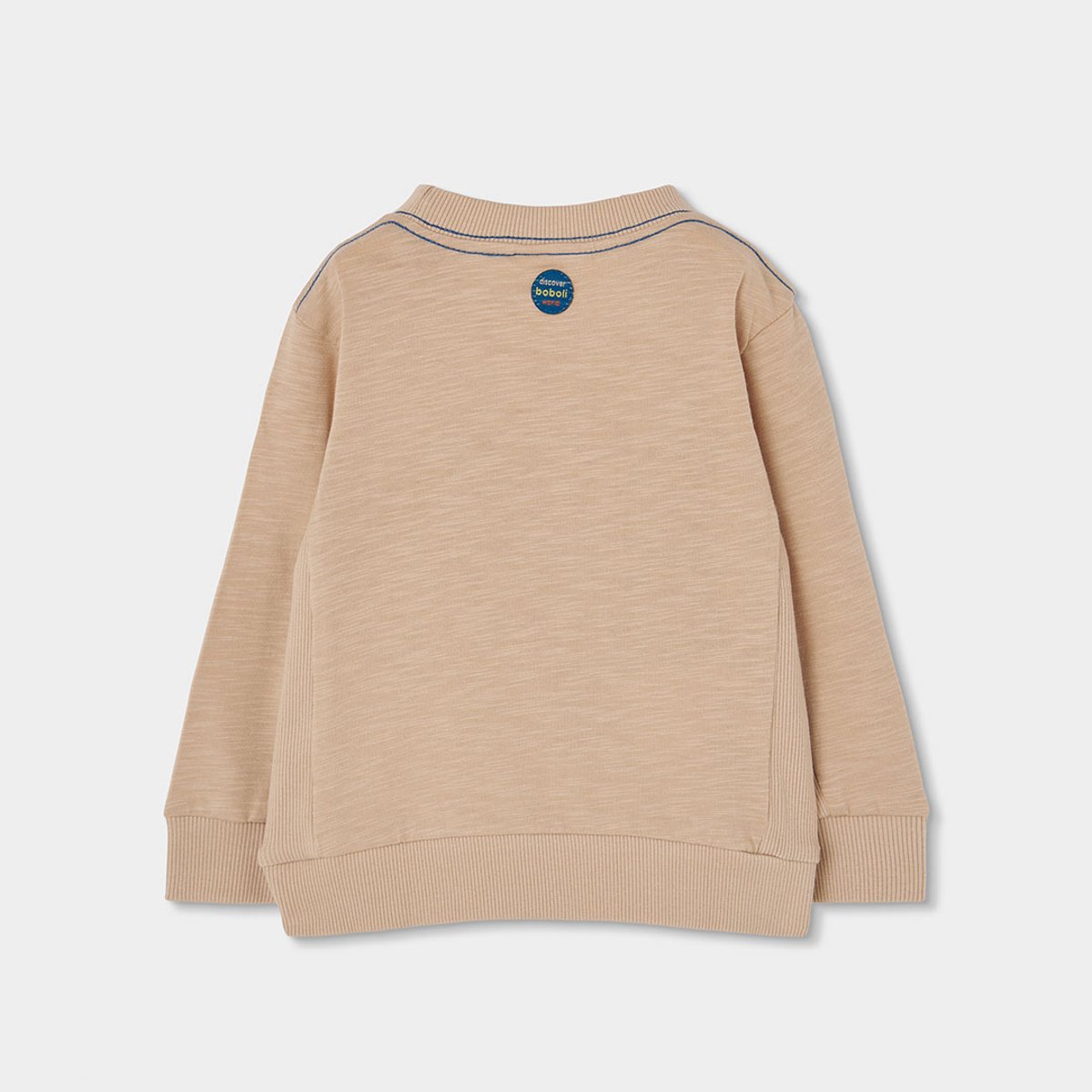 Sweat-shirt garçon maille imprimé lettres beige, BOBOLI