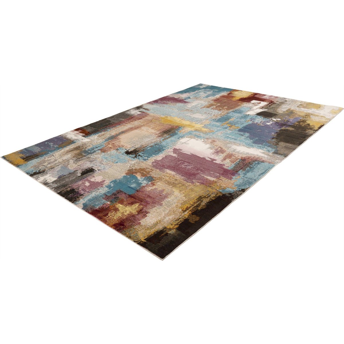 Tapis rectangulaire, Blazing star multicolore bleu ocre et prune, ARTE ESPINA