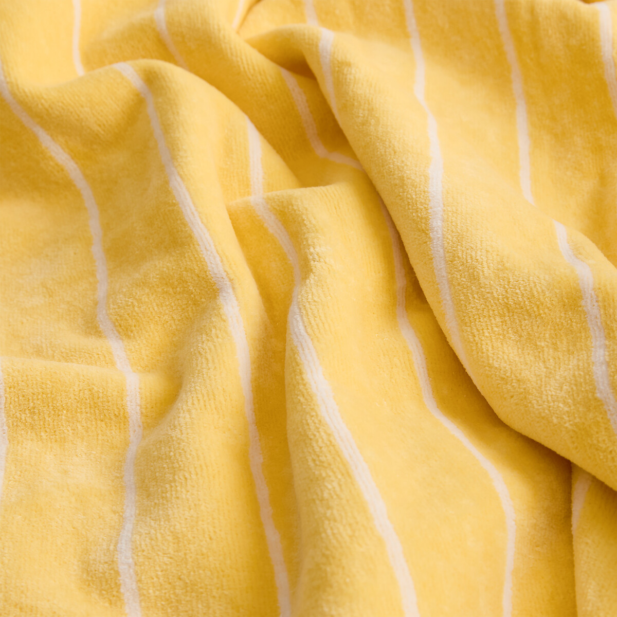 Maxi-Badetuch MARINI, gestreift, aus Frottee-Velours 500 g gelb/weiss, LA REDOUTE INTERIEURS