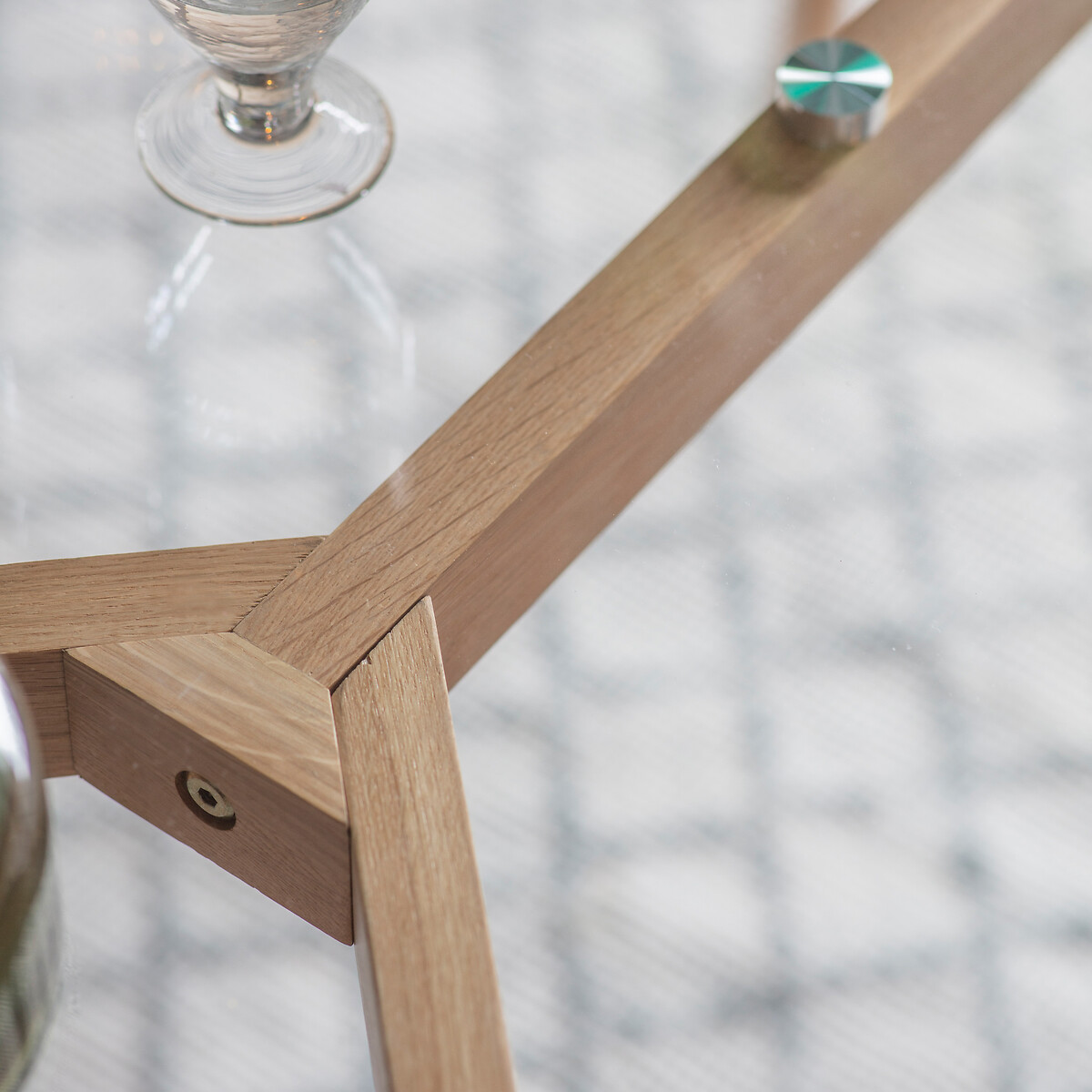 Tinsukia Oak and Glass Rectangular Dining Table (Seats 4) natural oak, SO'HOME