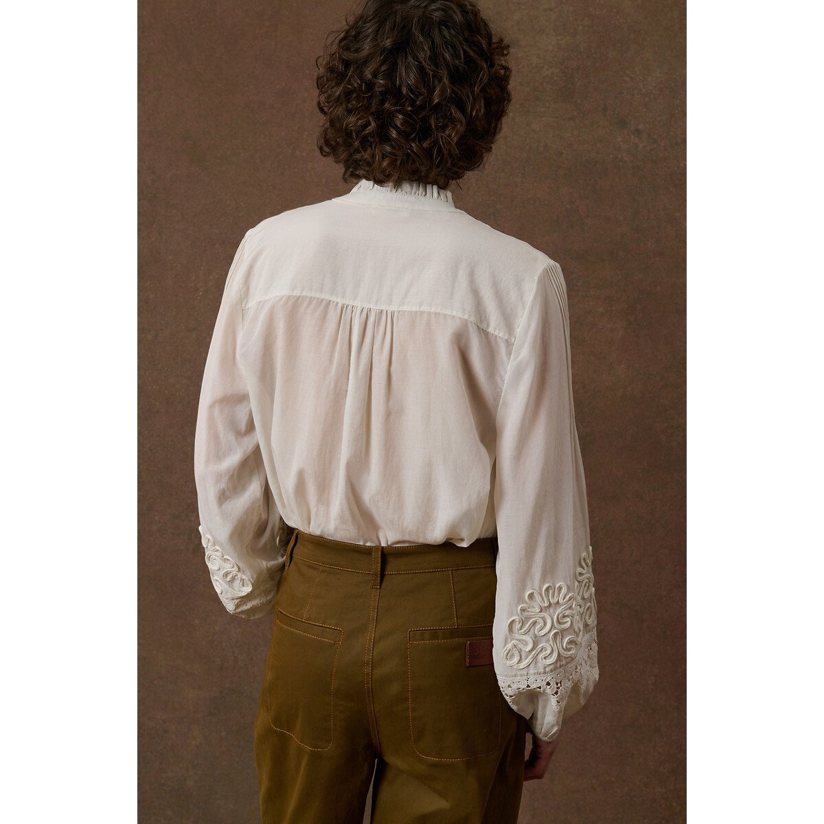 Blouse col rond manches longues brodée, ALICIA blanc, LOUISE MISHA