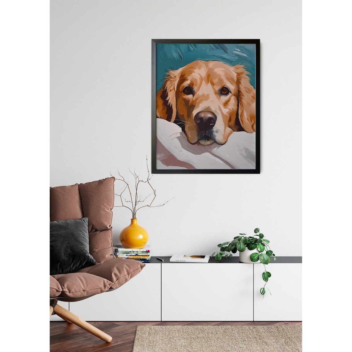 Affiche Chien regard doux blanc, L'AFFICHERIE