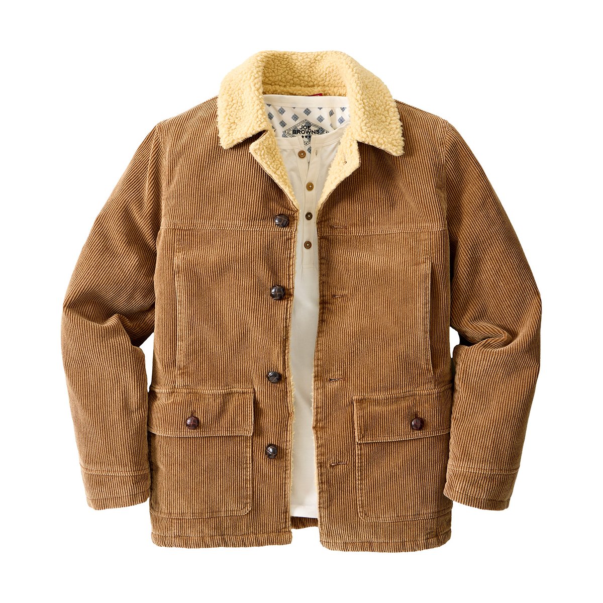 Manteau en Velours Côtelé et Sherpa Kodiak marron, JOE BROWNS