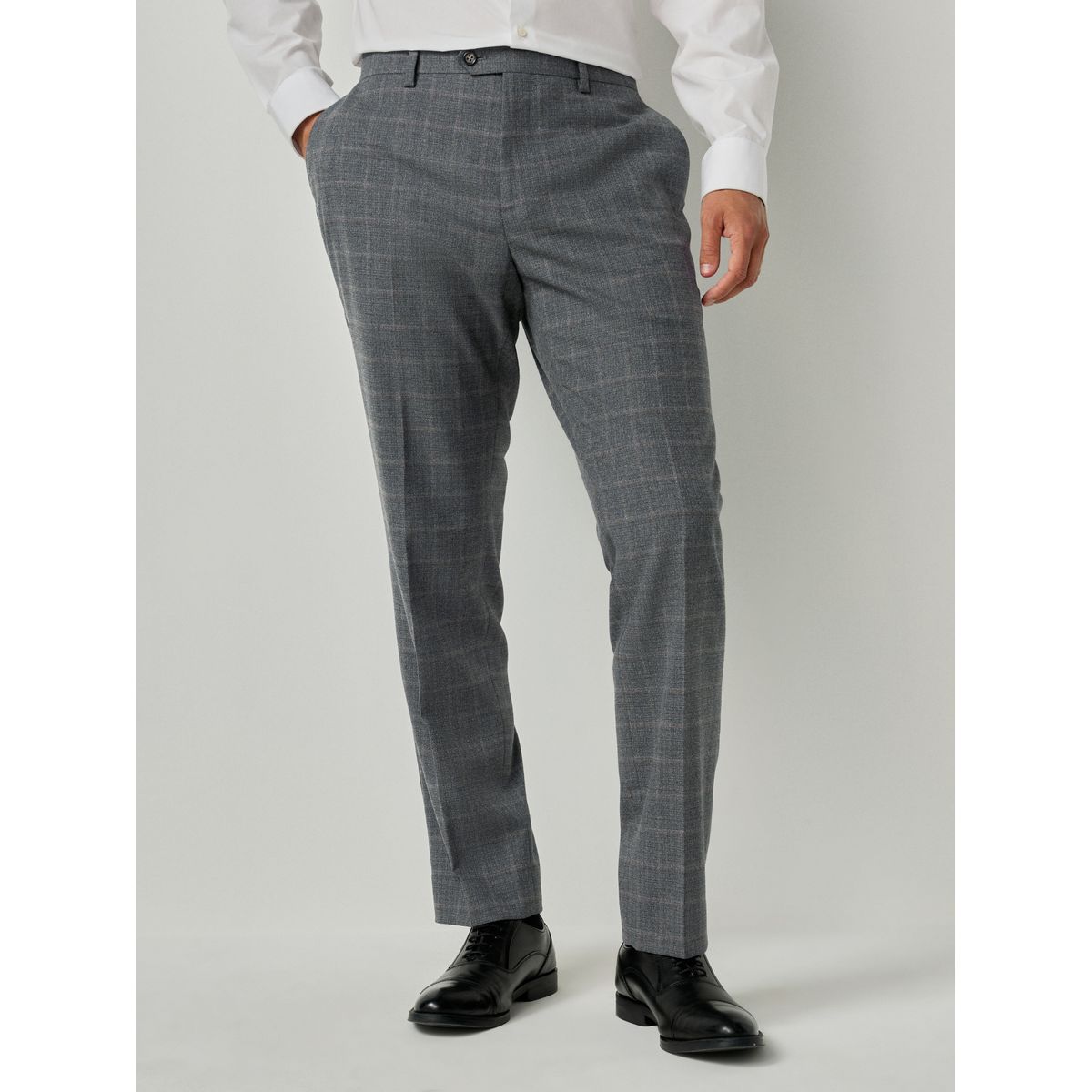 Pantalon de costume en flanelle à carreaux gris, NEXT