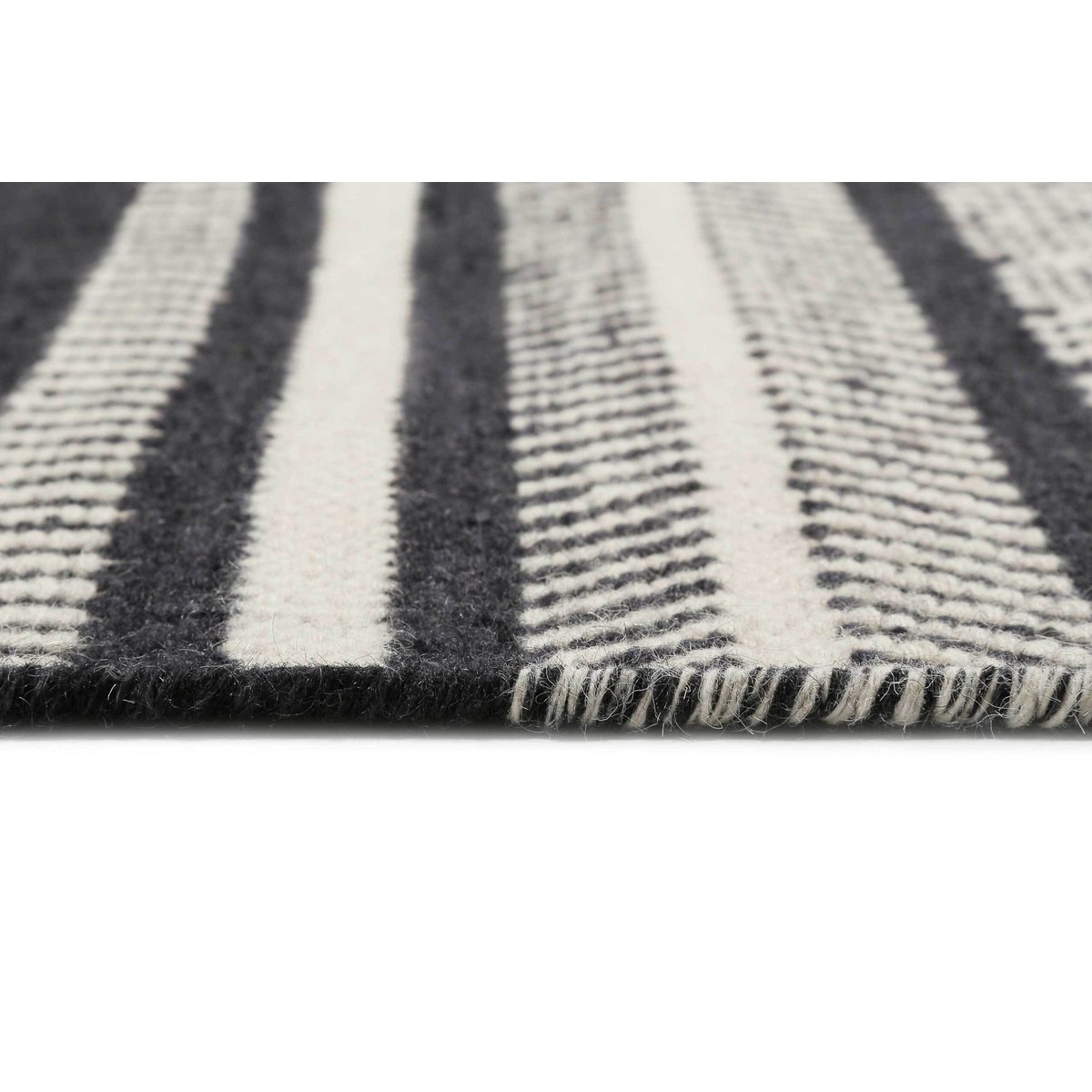 Tapis salon fait main pure laine , HUDSON KELIM noir/beige, ESPRIT