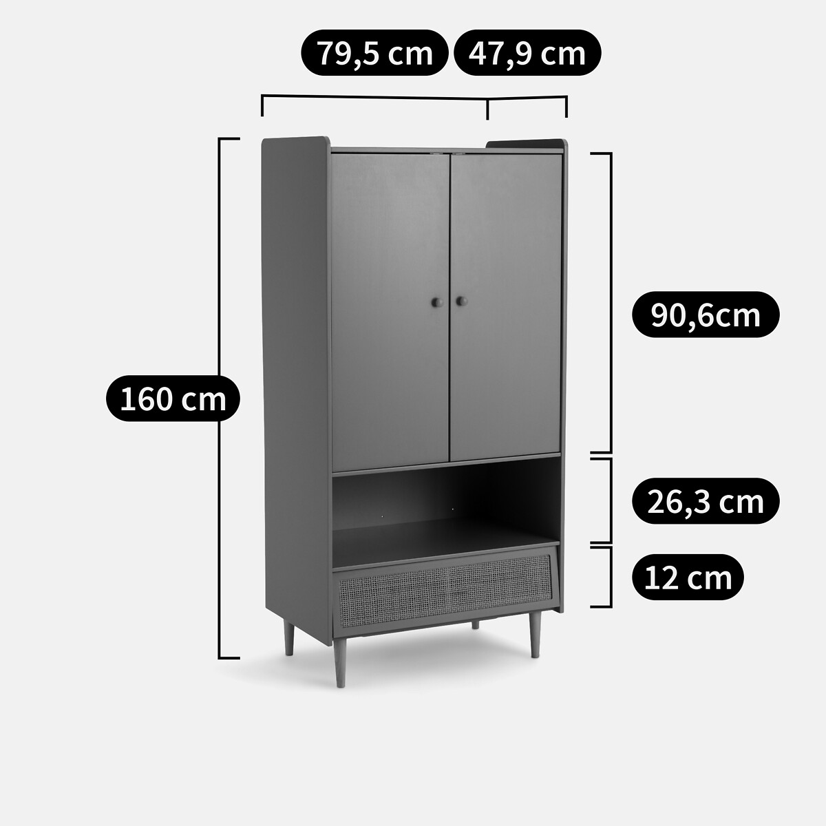 Armoire penderie 2 portes, Kaya vert grisé, LA REDOUTE INTERIEURS