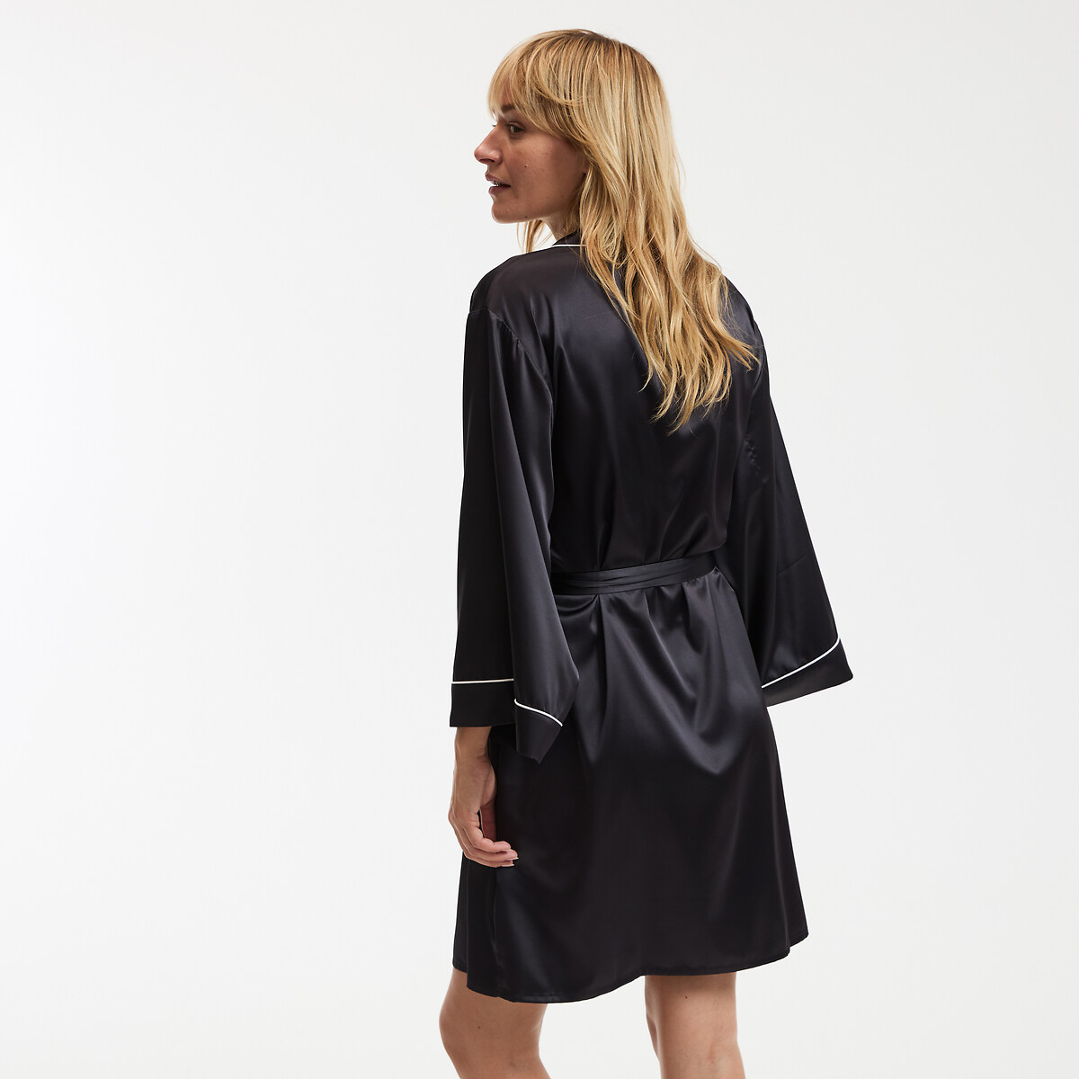 Short Satin Kimono black, ANNE WEYBURN