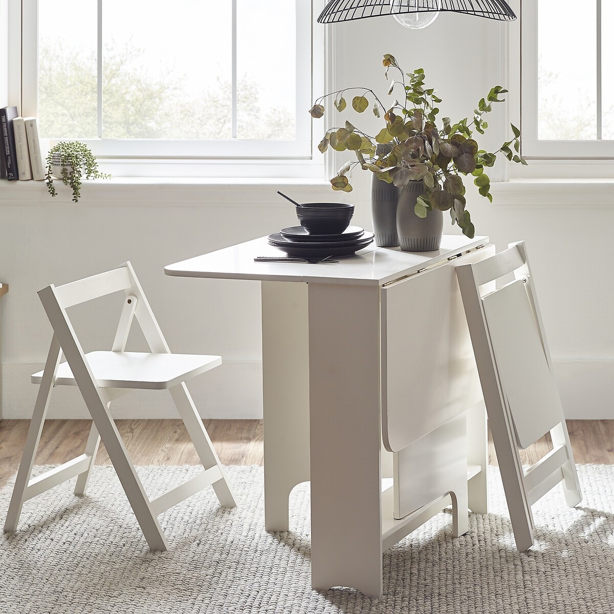 Gideon Gateleg Dining Table and Chairs Set (Seats 2) white, SO'HOME