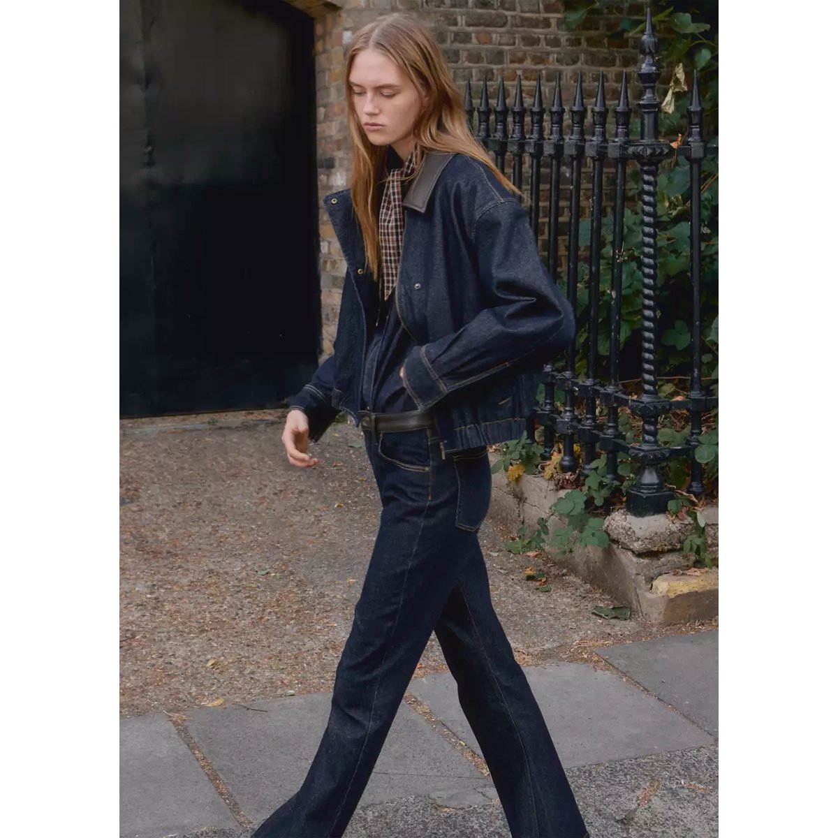 Jean détail similicuir bleu, MANGO