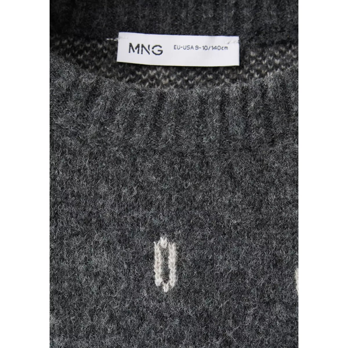Pull-over maille jacquard gris anthracite, MANGO KIDS