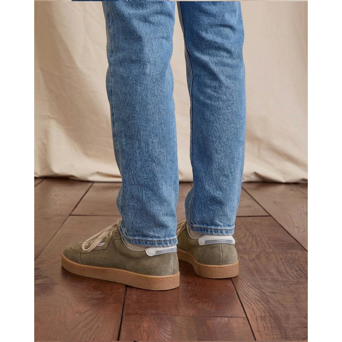 Baskets basses suede LUMBO kaki foncé, FAGUO