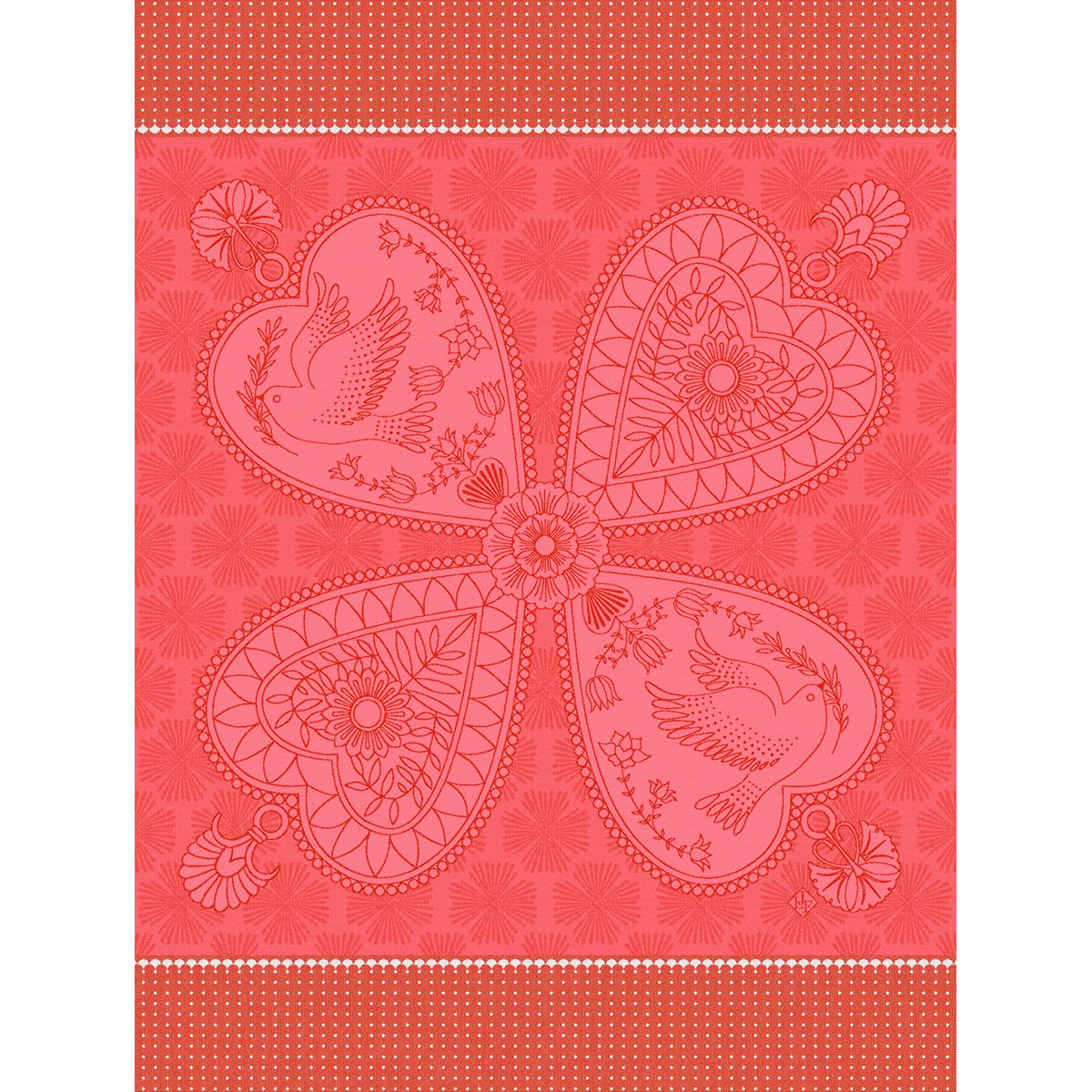 Torchon Peace & Love Coton amour, LE JACQUARD FRANCAIS