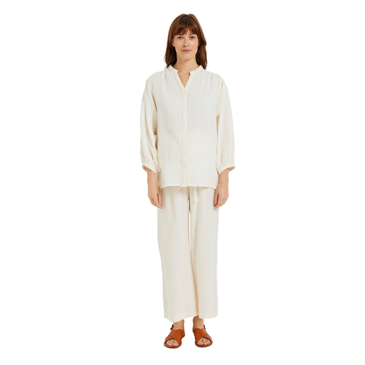 Ensemble 2 pièces homewear grossesse et allaitement beige, VERTBAUDET