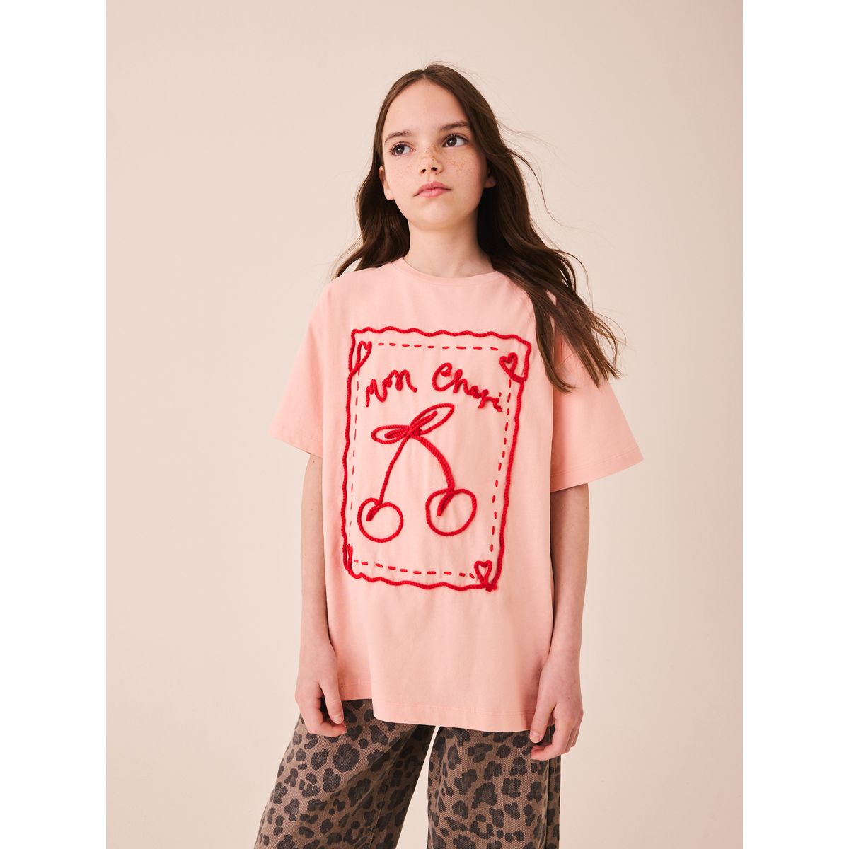 T-shirt oversize à motif cerise cornelli rose, NEXT