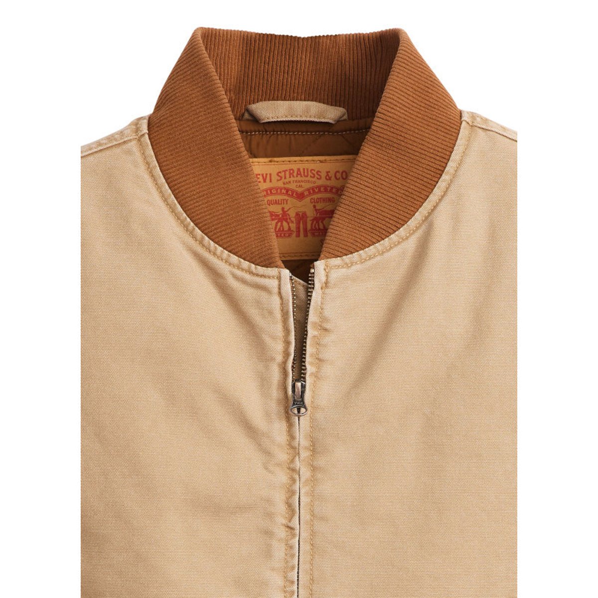 Veste sans manches en coton beige unie avec un col bomber et des grandes poches beige, LEVI'S