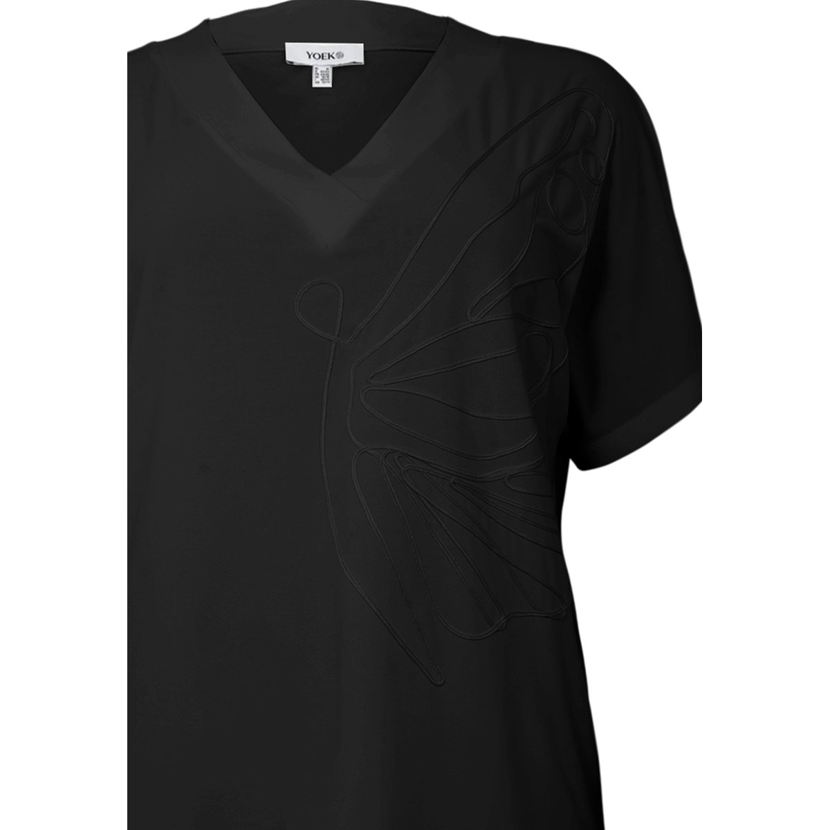 T-shirt v-cou noir, YOEK