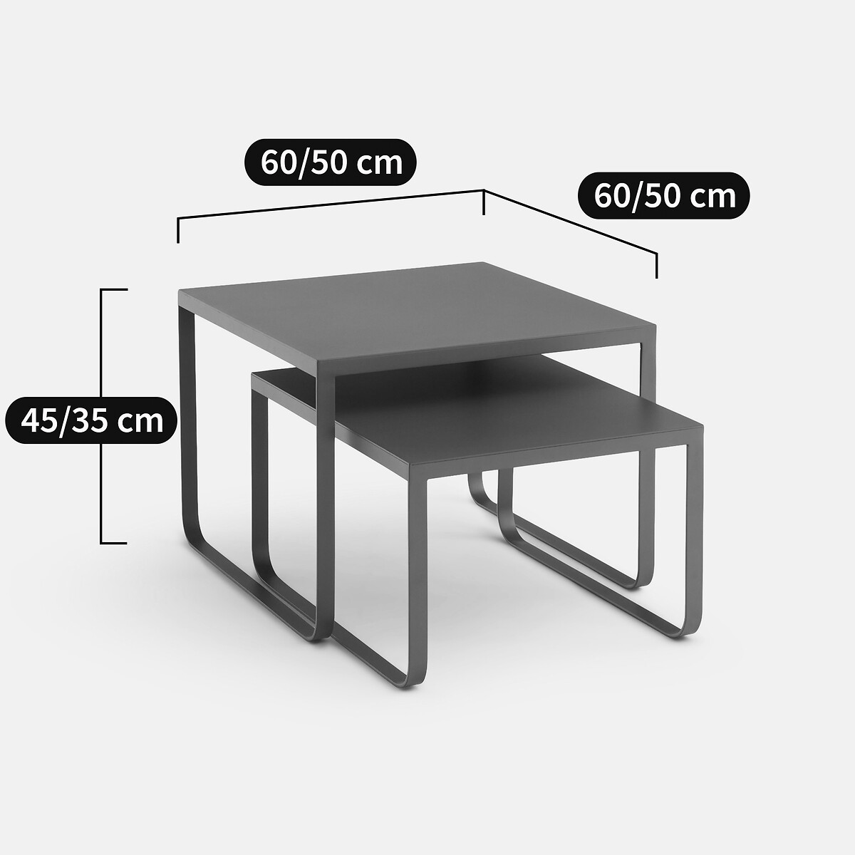 Set of 2 Bahi Steel Nesting Coffee Tables burgundy, LA REDOUTE INTERIEURS
