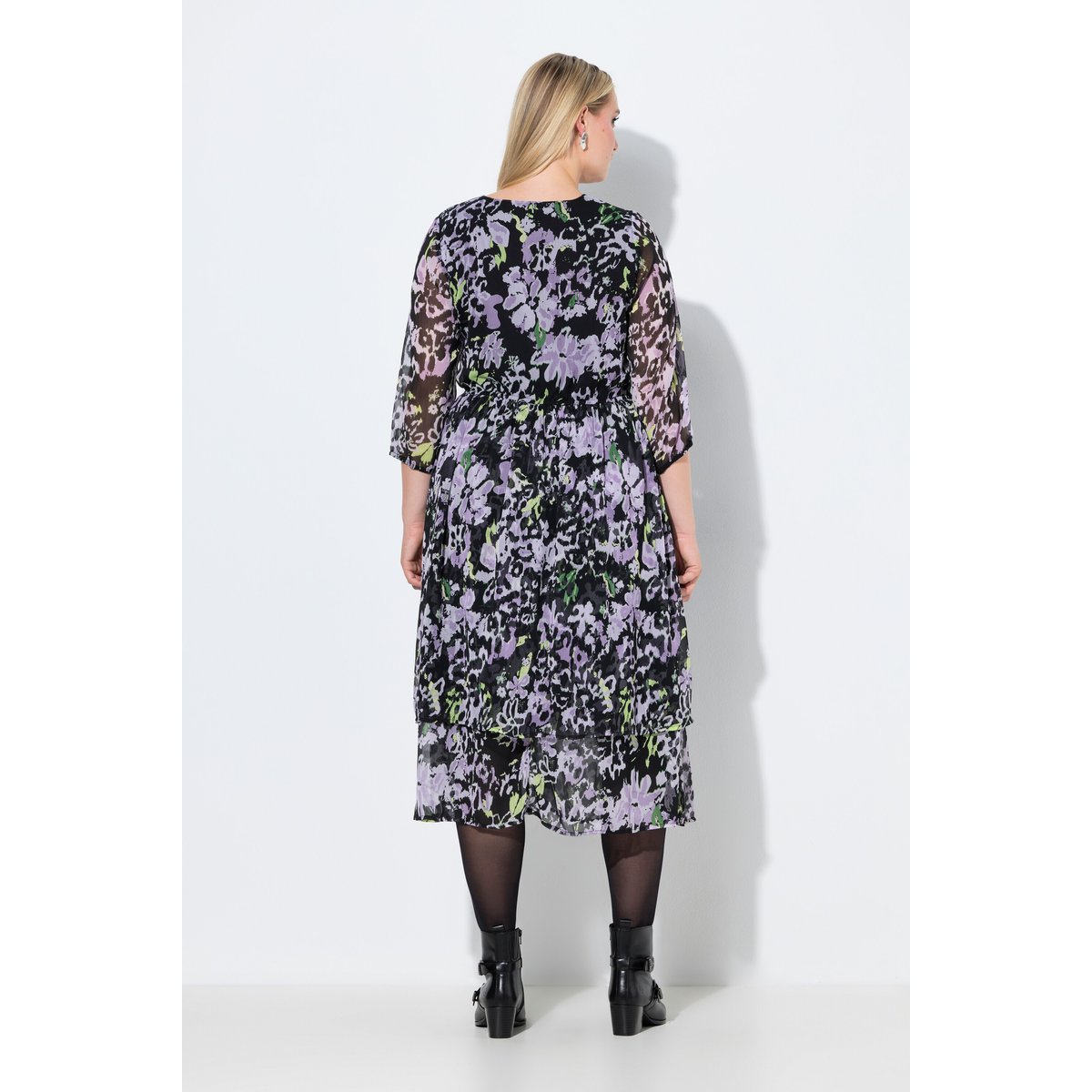 Robe midi en mousseline à fleurs lavande, ULLA POPKEN